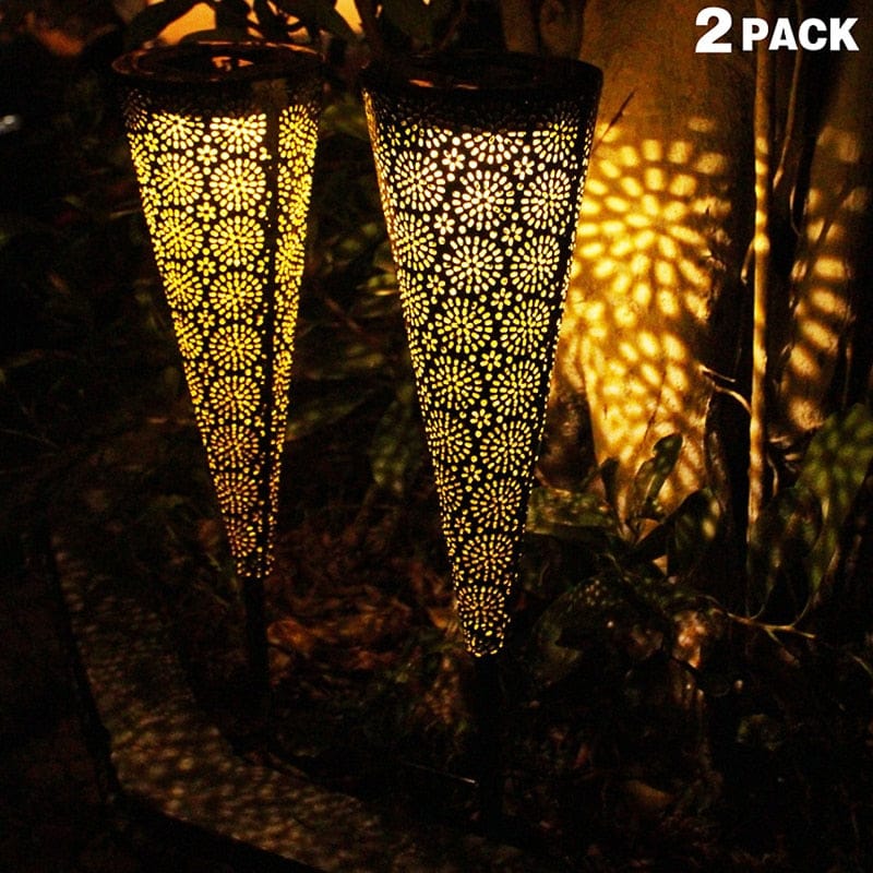 Lampara Solar Estaca "Cono Negro En Acero" (2Pcs)