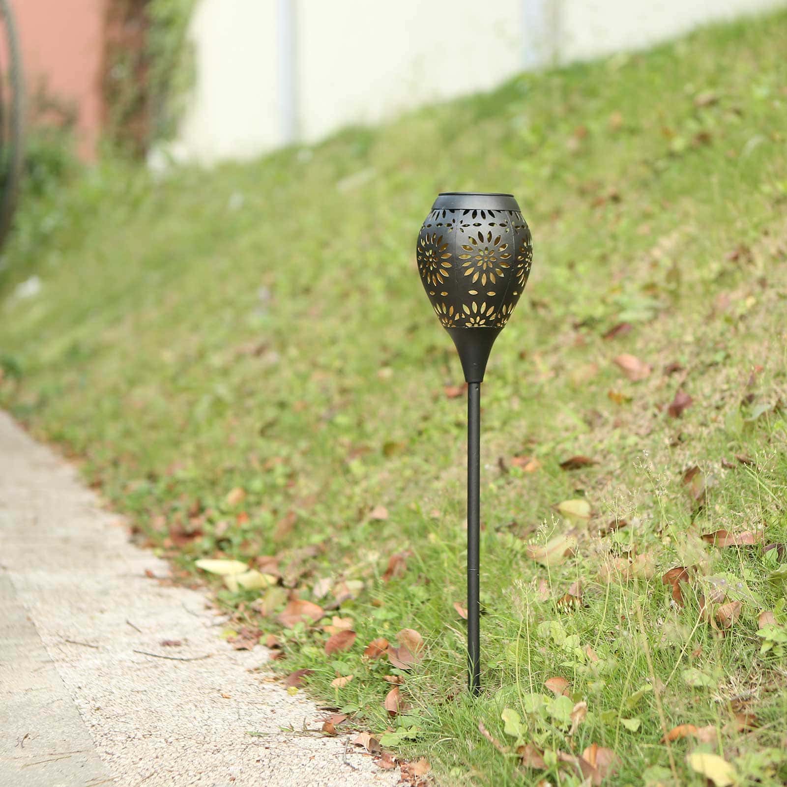 Lampara Solar Exterior Estaca "Linterna Metálica Vintage Negra"