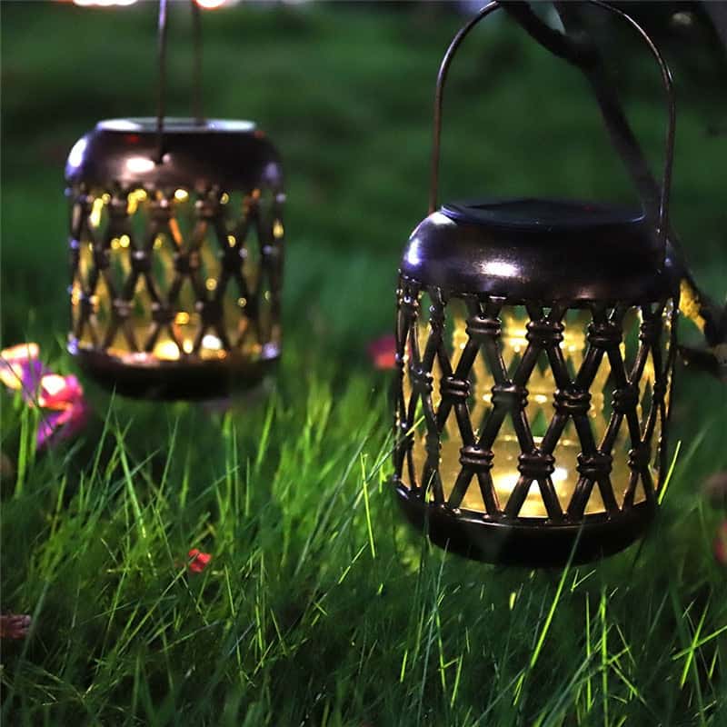 Linterna Solar Metálico "Luz De Noche Retro En Cobre" (2Pcs)
