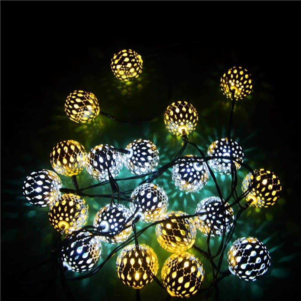 Guirnalda Solar Marroquí Luminosa En Plateado