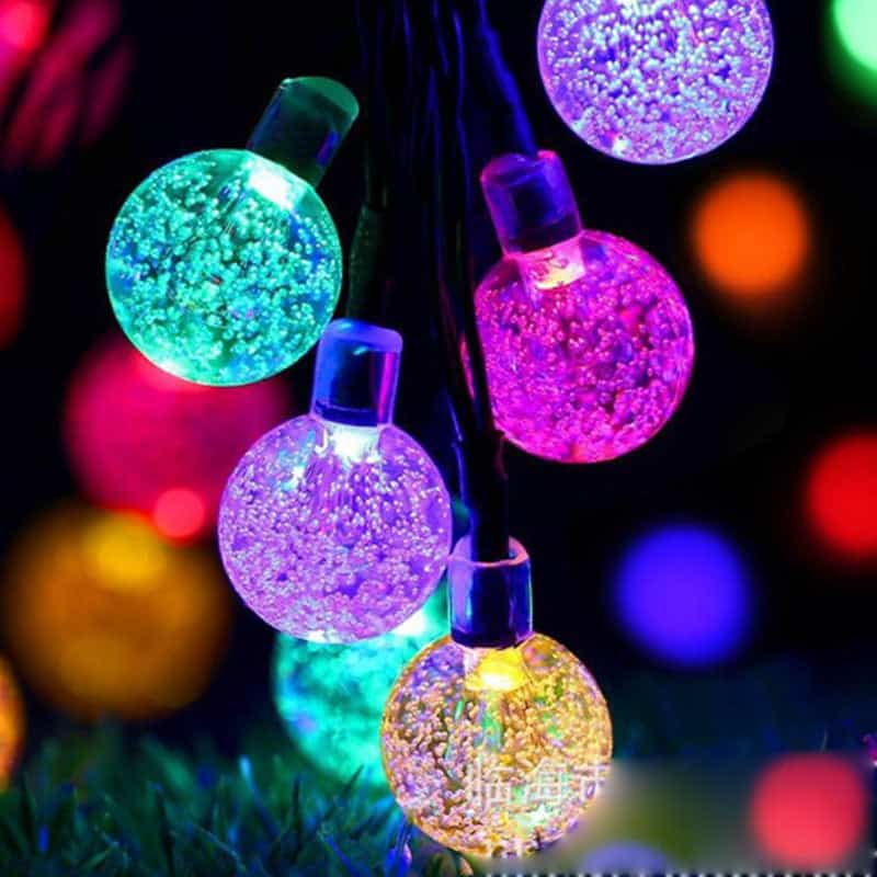 Guirnalda Solar Exterior Led Multicolor 30 Bola De Burbuja