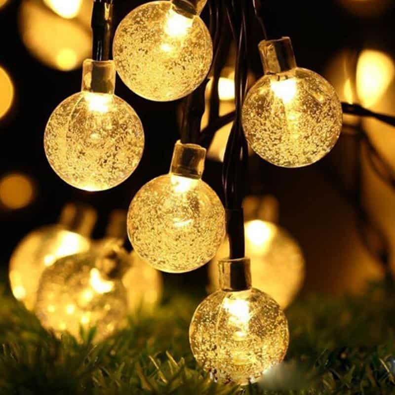 Guirnalda Solar Exterior Led Amarillo 30 Bola De Burbuja